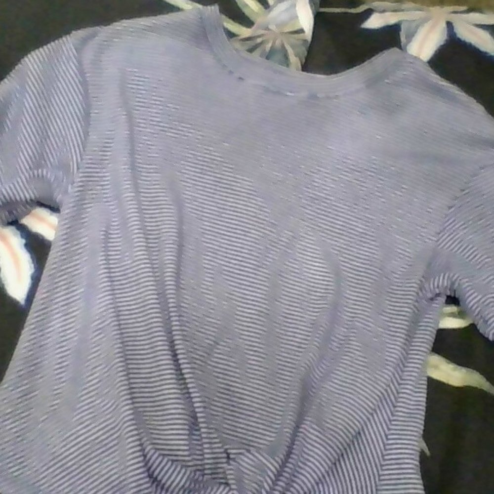 blue and white shirt